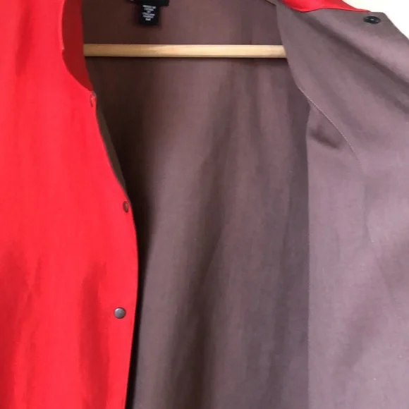 Eileen Fisher Red Trench Coat with Notched Lapels - Picture 9 of 12